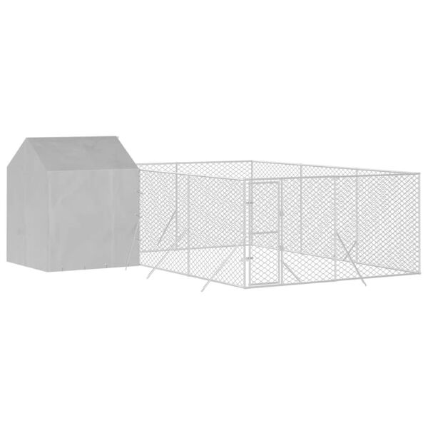 vidaXL Outdoor Dog Kennel Silver Galvanized steel, polyethylene Large