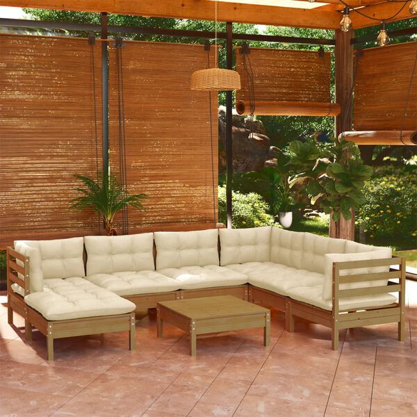 vidaXL Garden Lounge Set Honey brown, Cream