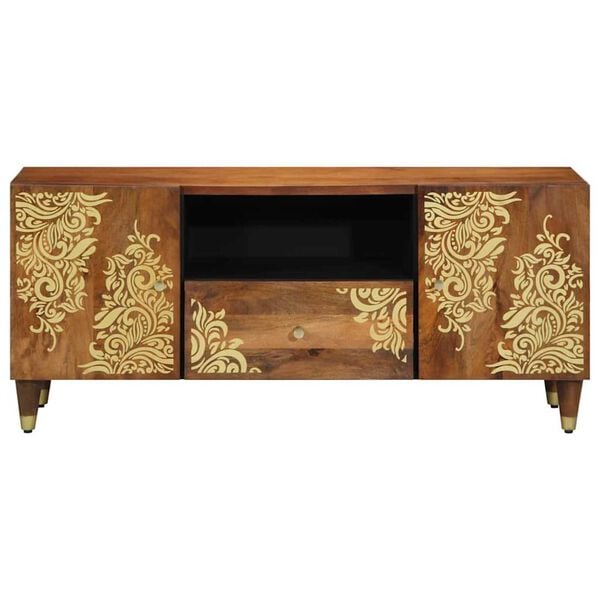 vidaXL TV Cabinet with Drawer Honey Brown 41.34 x 12.99 x 18.11 in