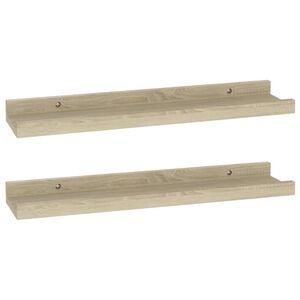 vidaXL Wall Shelf Set of 2 Sonoma Oak MDF Medium Wall Shelf