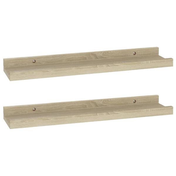 vidaXL Wall Shelf Set of 2 Sonoma Oak MDF Medium Wall Shelf