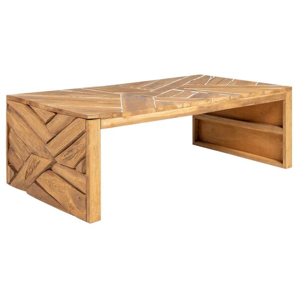 vidaXL Coffee Table Natural wood Solid teak wood 43.3x13.8x15.0 in