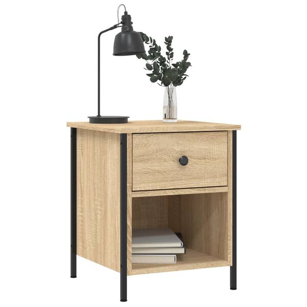 vidaXL Bedside Cabinet Set of 2 Sonoma Oak Engineered wood, Iron Medium