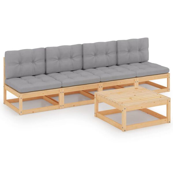 vidaXL Garden Lounge Set Natural Wood and Grey