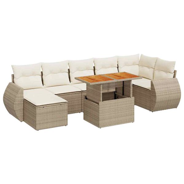 vidaXL Garden Sofa Set Beige PE rattan Standard