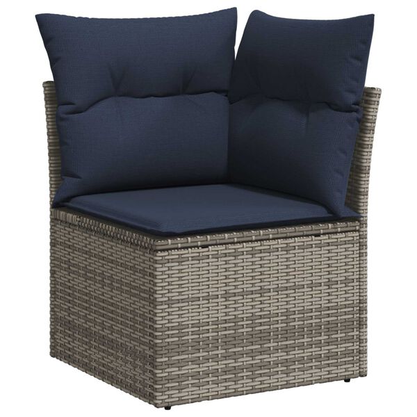 vidaXL 8 Piece Garden Sofa Set with Cushions Grey Poly Rattan