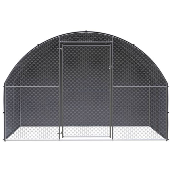 vidaXL Chicken Coop Silver and gray Galvanized steel, Polyethylene Large