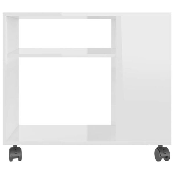 vidaXL Side Table High gloss white Chipboard 27.6x13.8x21.7 in Rollable
