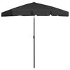 vidaXL Beach Parasol Black Polyester Medium Tiltable Beach Parasol