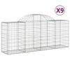 vidaXL Gabion Basket Set of 9 Silver Galvanized Iron Large