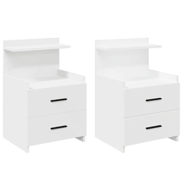 vidaXL Bedside Cabinet Set of 2 White Engineered wood Medium