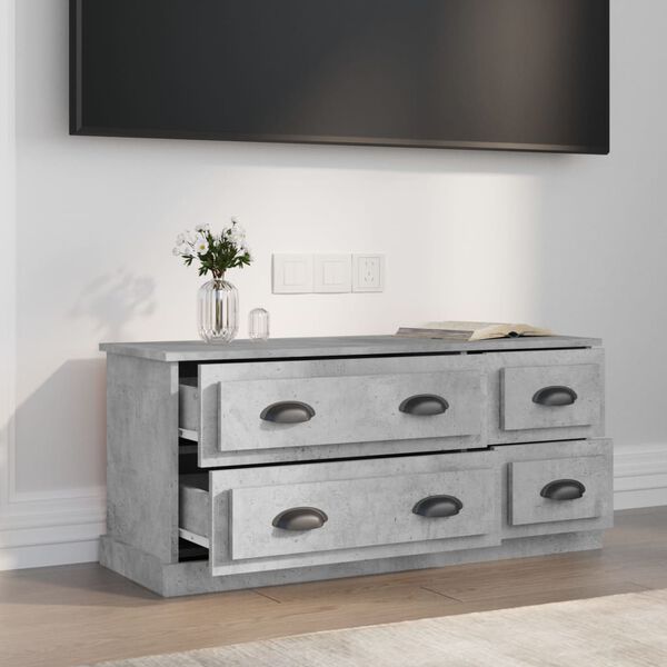 vidaXL TV Cabinet Concrete Grey Engineered Wood 39.4x14.0x17.7 in
