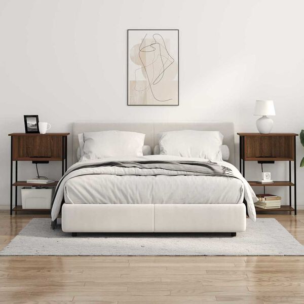 vidaXL Bedside Cabinet Brown Oak 21.65 x 12.20 x 29.92 in