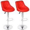 vidaXL Stool Set of 2 Red Faux leather, iron Adjustable height