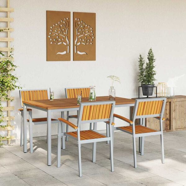 vidaXL Garden Dining Set 5 pcs Gray and brown