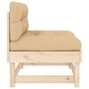 vidaXL Middle Sofa Beige, Natural Wood