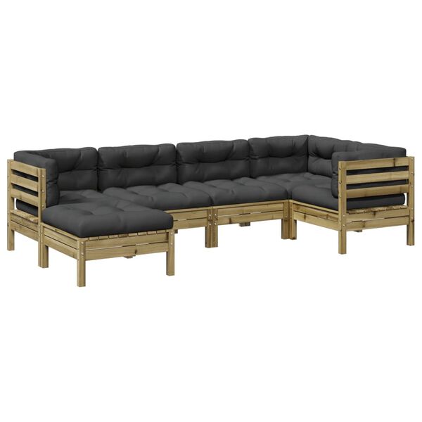 vidaXL Garden Sofa Set Anthracite Vacuum pressure impregnated pinewood