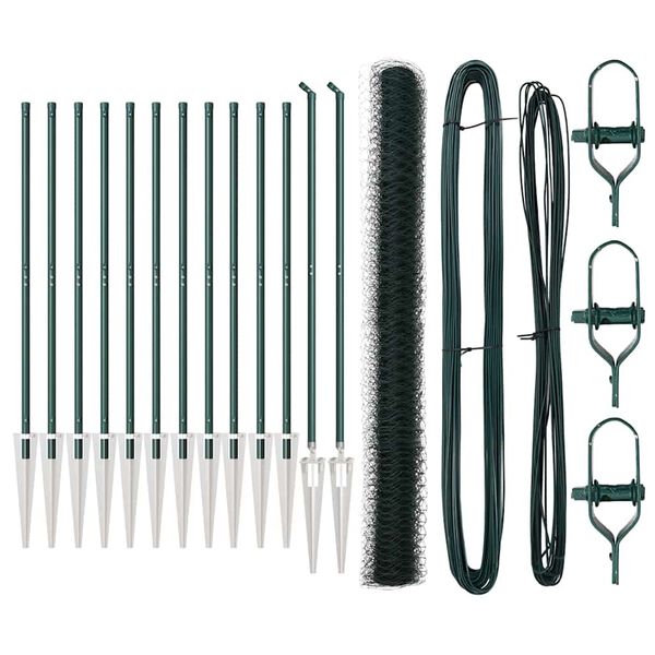 vidaXL Fence Post Green 82.02 x 5.25 ft (1.97 in mesh) Steel and PVC