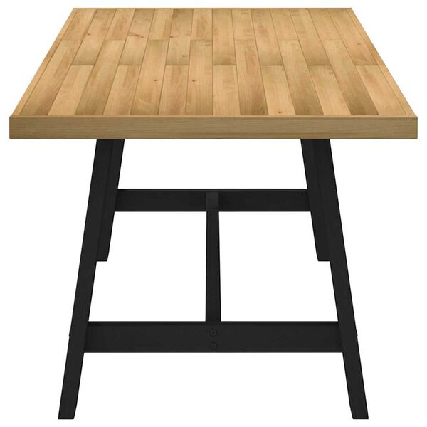 vidaXL Dining Table Natural Top, Black Legs Solid Pine Wood Large