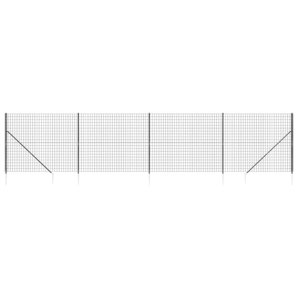 vidaXL Wire Mesh Fence with Spike Anchors Anthracite 5.2x32.8'