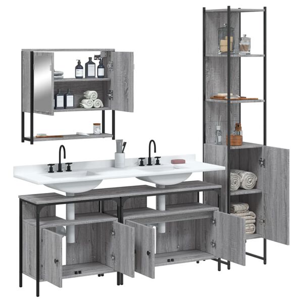 vidaXL Bathroom Furniture Set Grey Sonoma