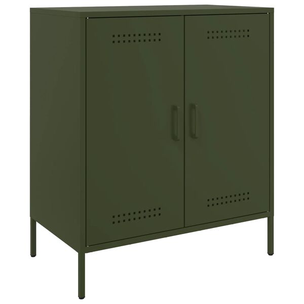 vidaXL Sideboard Olive Green Steel Medium Cabinet Rectangular