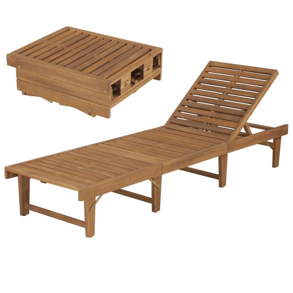 vidaXL Sunbed Natural wood Solid acacia wood, oil finish Standard