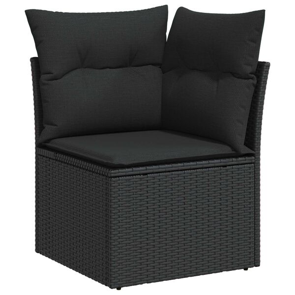 vidaXL Garden Sofa Set 11 pcs Black Poly Rattan