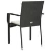 vidaXL Garden Chair Black with Cream White Cushions PE rattan Standard