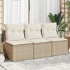 vidaXL Garden Sofa Beige PE Rattan 3-seater Modular Garden Sofa