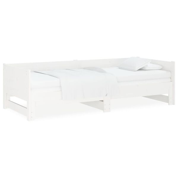 vidaXL Pull-out Day Bed White Solid pine wood 75 in