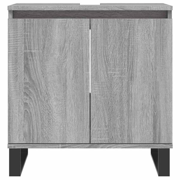 vidaXL Bathroom Cabinet Gray Sonoma Engineered Wood, Iron Medium Storage