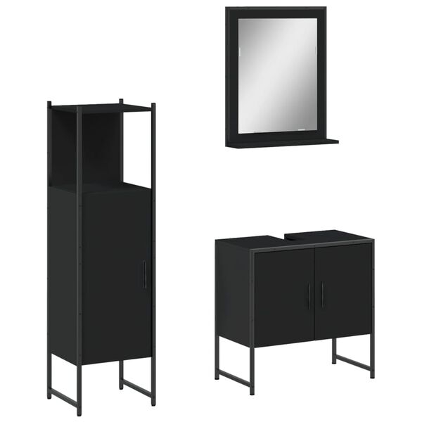 vidaXL Bathroom Cabinet Set Black