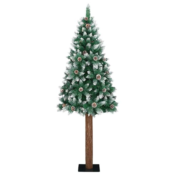 vidaXL Slim Christmas Tree Green 82.7" PVC and Solid Pine wood