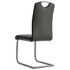 vidaXL Dining Chair Set of 4 Grey Faux Leather, Steel Standard Sleek
