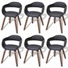 vidaXL Dining Chair Set of 6 Black Walnut and faux leather Standard