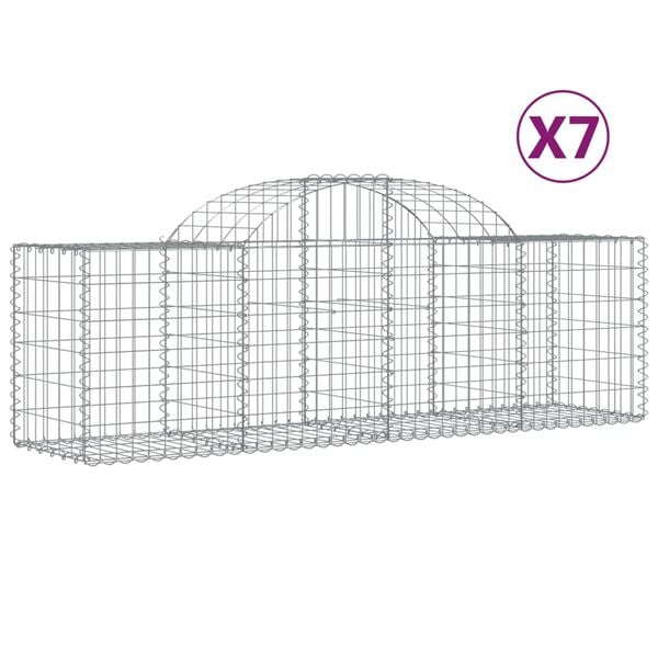 vidaXL Gabion Basket Set of 7 Silver Galvanized iron