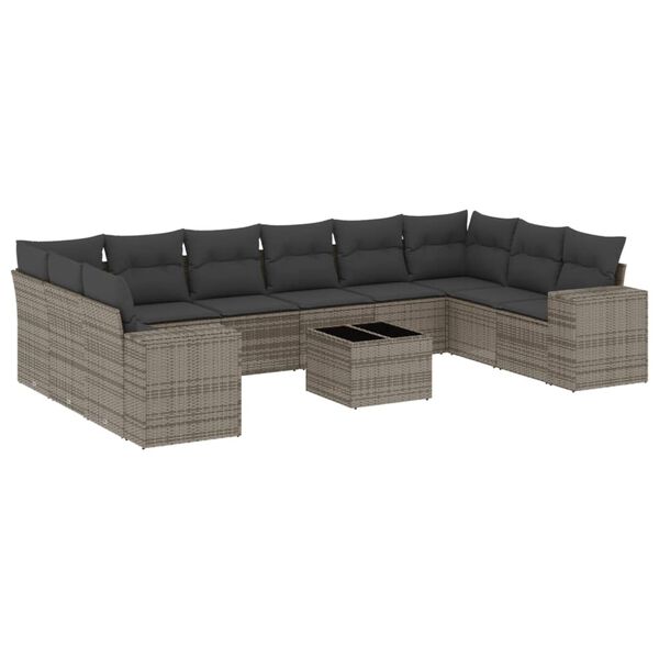 vidaXL Garden Sofa Set Grey PE rattan Large Modular Garden Sofa Set
