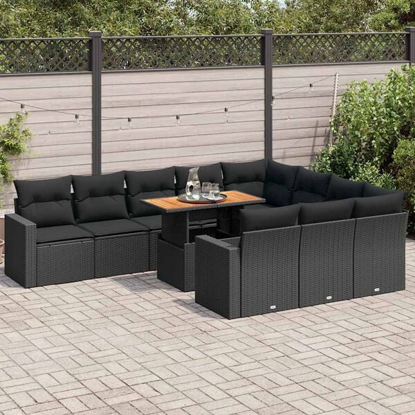vidaXL Garden Sofa Set Black