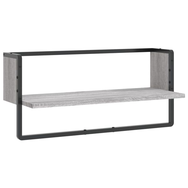 vidaXL Wall Shelf Grey Sonoma Engineered wood, metal 25.6 x 9.8 x 11.8 in