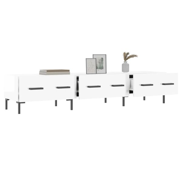 vidaXL Tv Cabinet High gloss white Engineered wood, iron Large