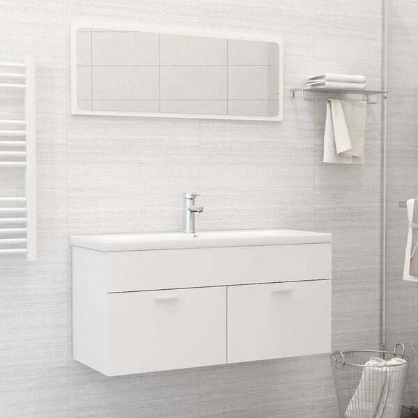 vidaXL Bathroom Furniture Set White Engineered Wood Medium
