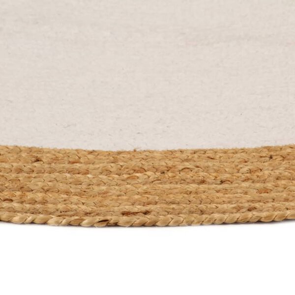 vidaXL Area Rug White and Natural Jute and Cotton Diameter 35.4 in