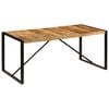 vidaXL Dining Table Brown and Black Rough Mango Wood Medium Industrial