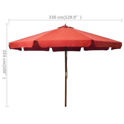 vidaXL Outdoor Parasol with Wooden Pole 129.9" Terracotta