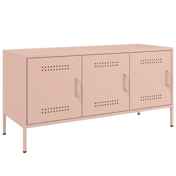 vidaXL TV Cabinet Pink Steel Medium Media Cabinet Rectangular