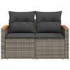 vidaXL Garden Sofa Grey PE rattan, powder-coated steel, solid acacia wood