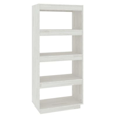 vidaXL Book Cabinet/Room Divider White 23.6"x13.8"x53.1" Solid Wood Pine