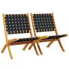 vidaXL Folding Garden Chair Set of 2 Black and brown
