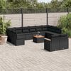 vidaXL Garden Sofa Set Black PE rattan Large Adjustable Feet
